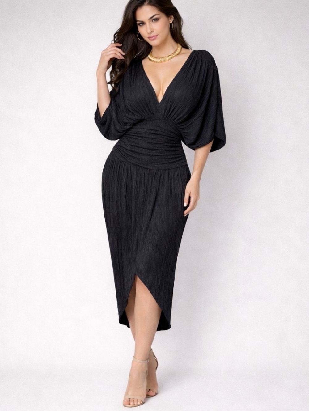 Vintage 80's Scarlett Black Sexy Godess Evening Cocktail Gown Event Dress 5/6